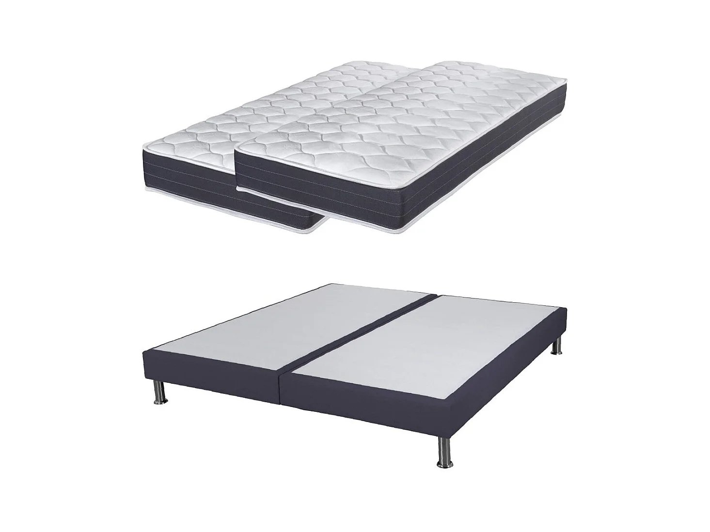 Matelas ressort + Sommier SR15 Volcan 2x90x190 Record - H. 20 cm - Soutien ferme