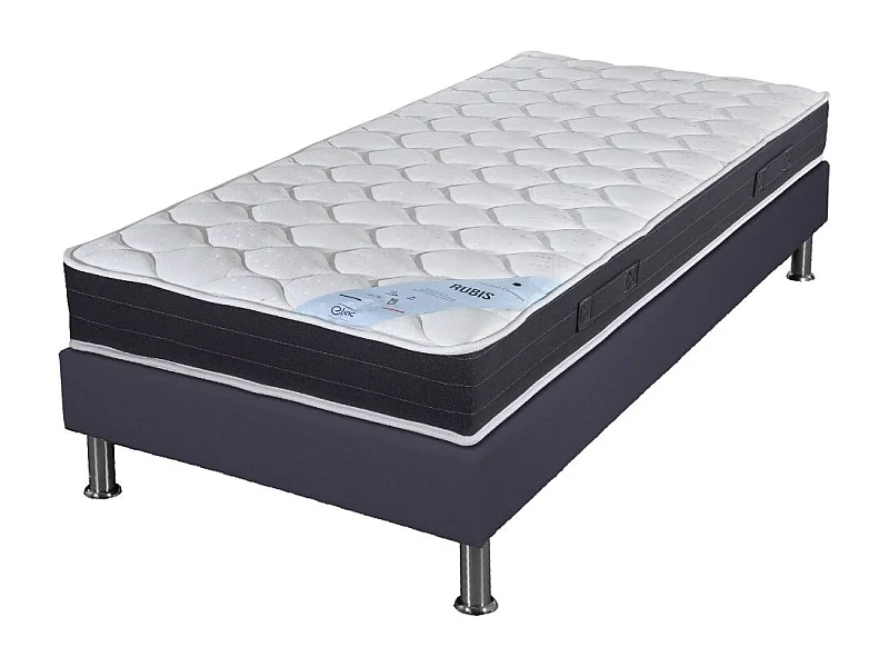 Matelas ressort + Sommier SR15 Volcan 90x200 Rubis - H. 21 cm - Soutien très ferme