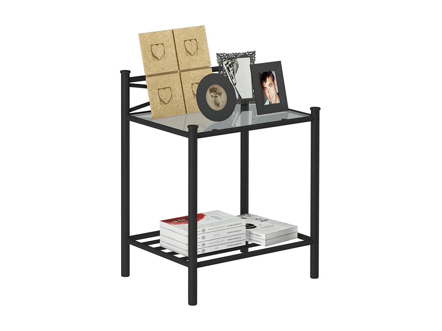 Suporte para plantas em aglomerado de nogueira e estrutura metálica