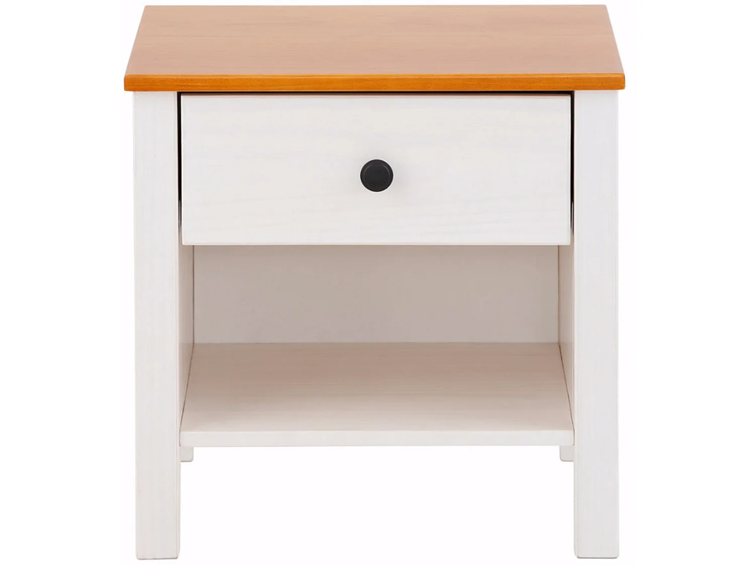 Paula | Table de nuit avec 1 tiroir en White / Honey Pine