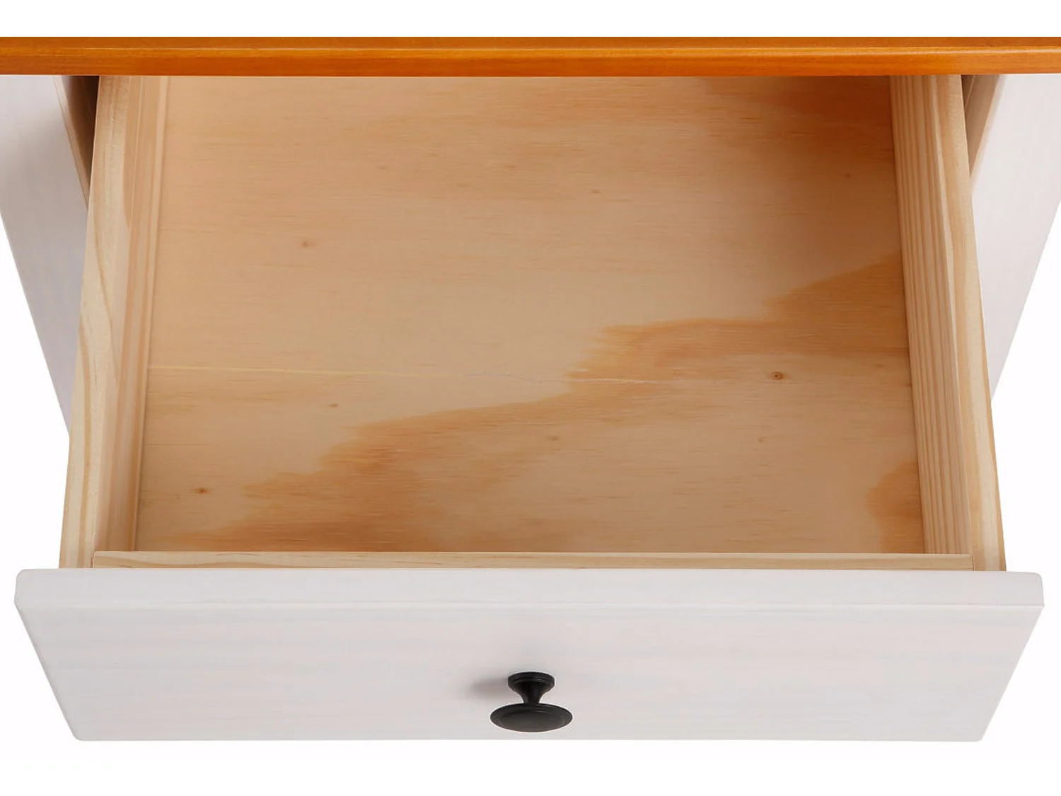 Paula | Table de nuit avec 1 tiroir en White / Honey Pine