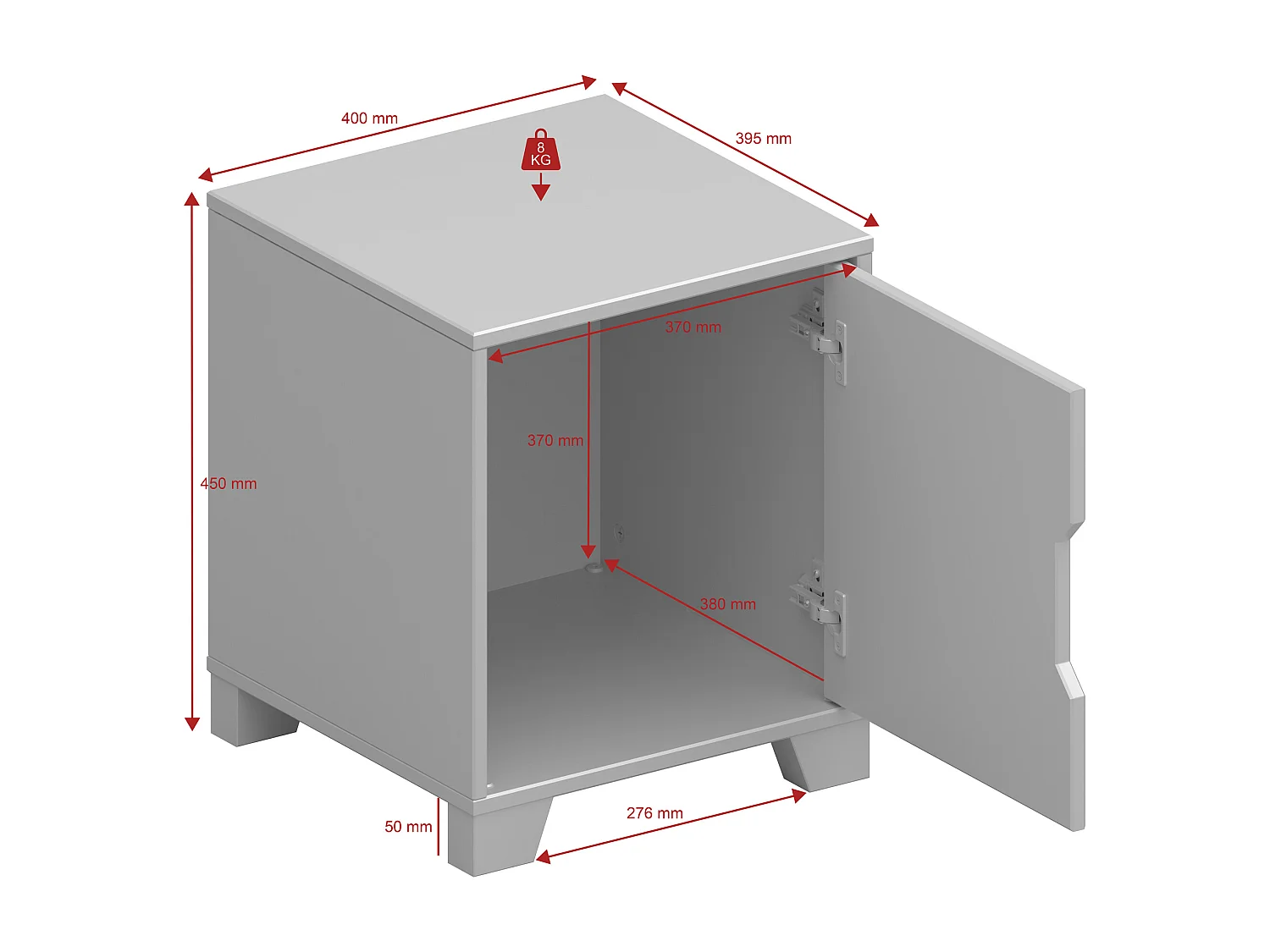 Linus | Mesilla de noche con 1 puerta en MDF blanco