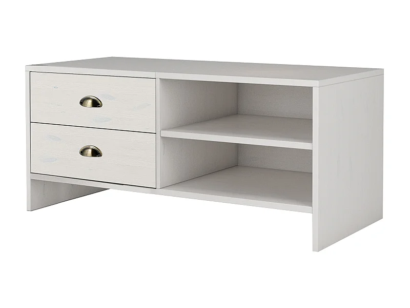 Nachos | Panca con 2 cassetti in pino laccato bianco