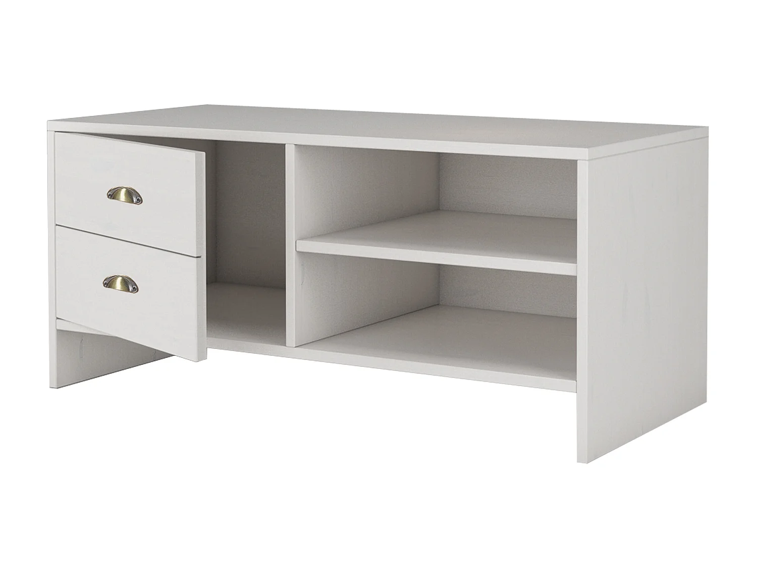 Nachos | Banc avec 2 tiroirs en pin laqué blanc