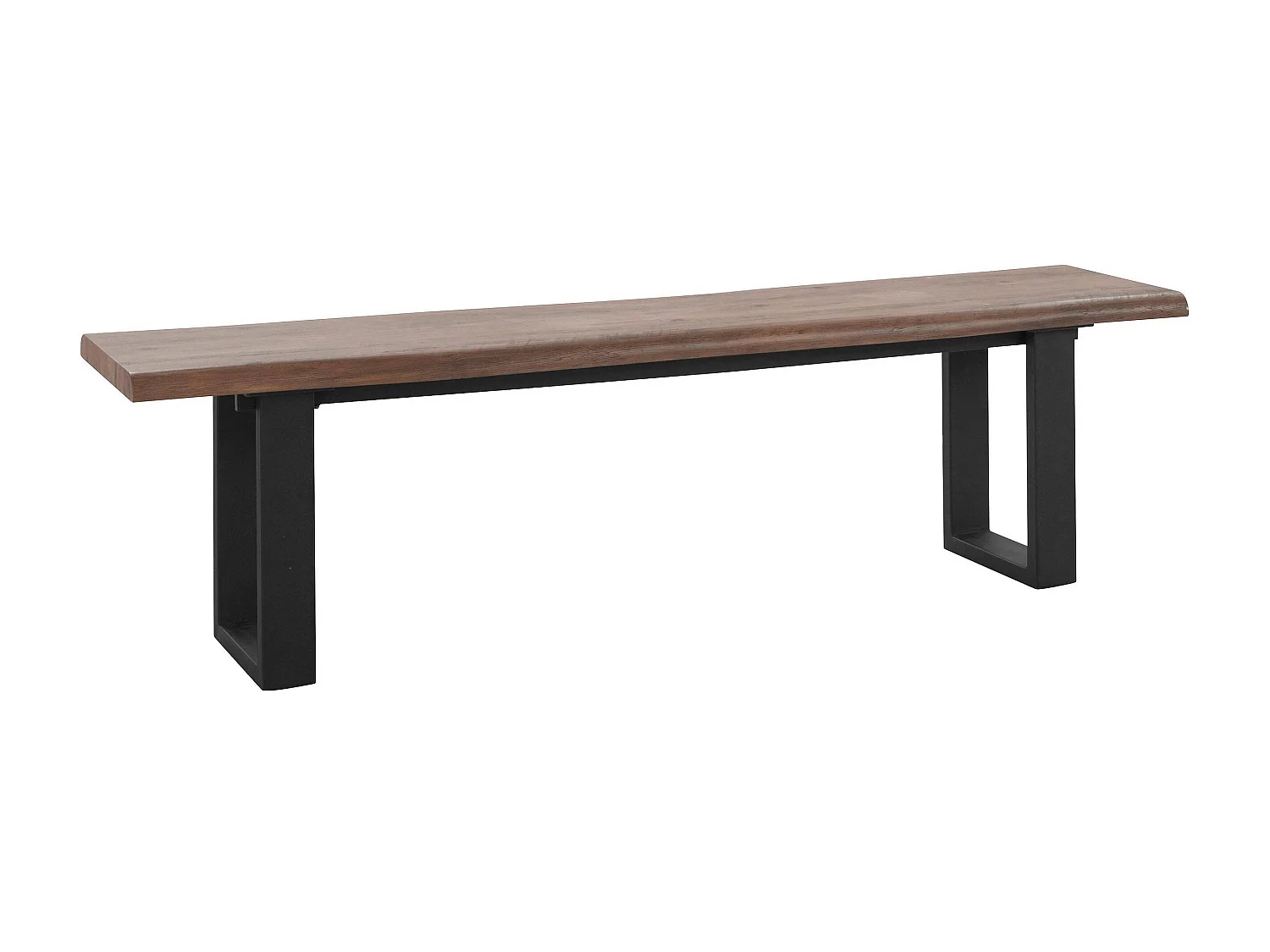 Selina | Bank 180 cm Natur MDF / Schwarzes Metall