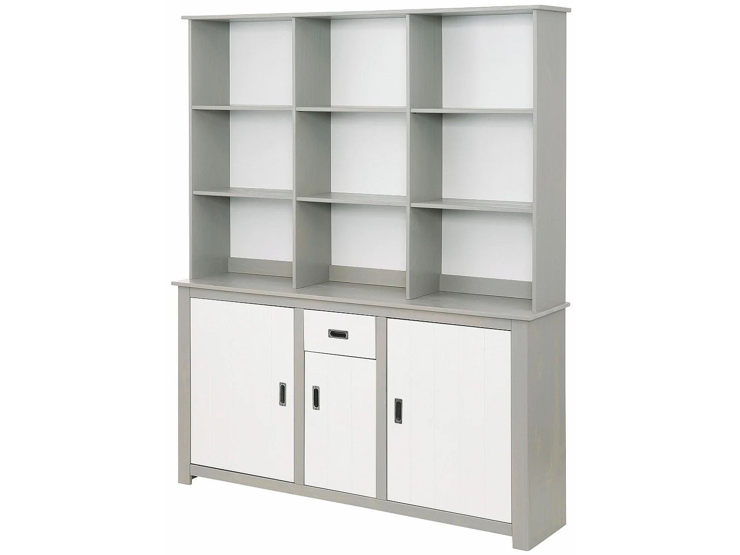 Kampen | Buffet met 3 Deuren, 1 Lade en Open Kamers in Wit/Grijs
