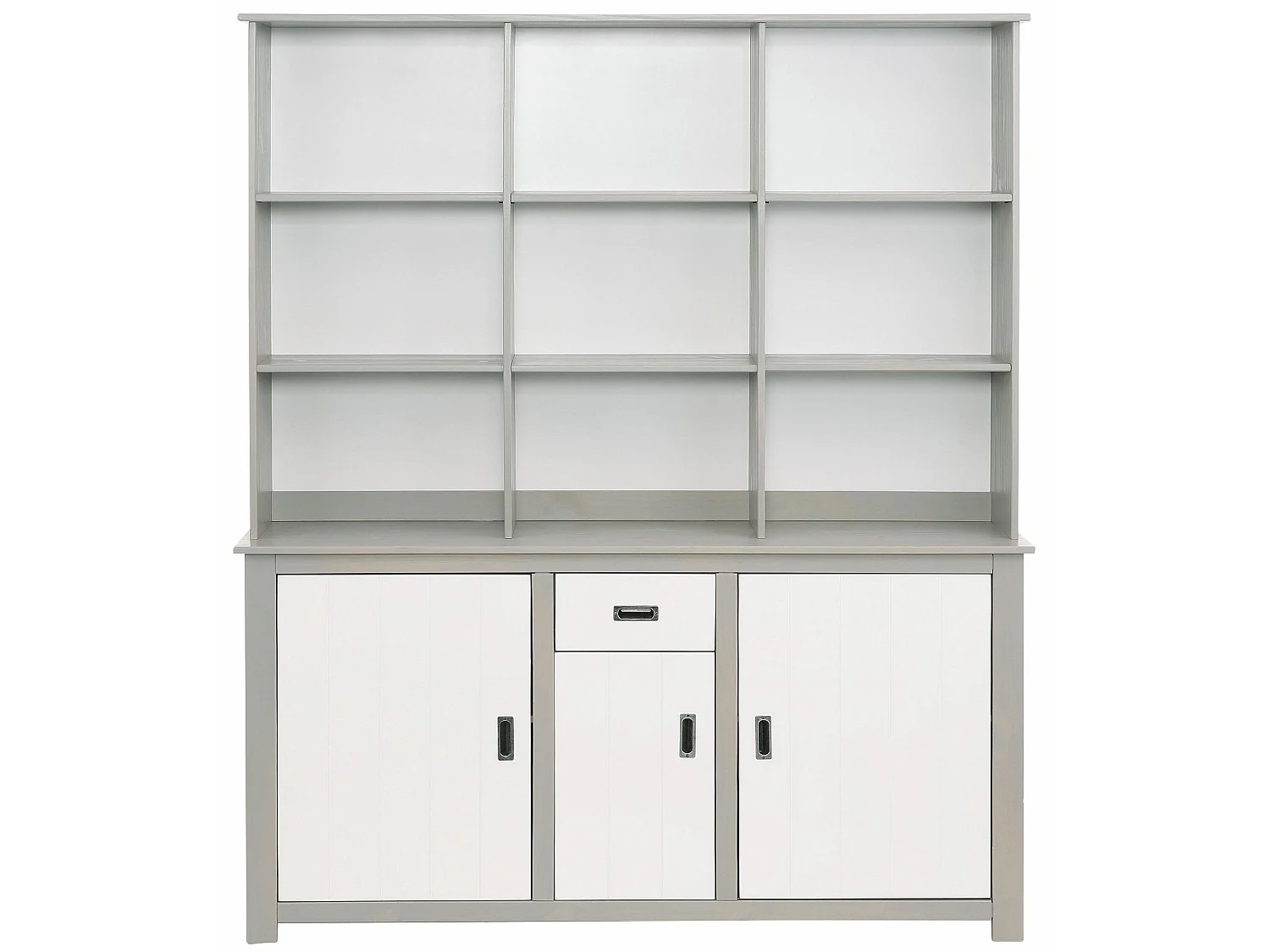 Kampen | Buffet met 3 Deuren, 1 Lade en Open Kamers in Wit/Grijs