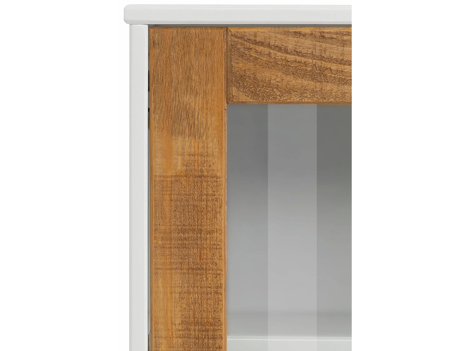 Rondo | Vitrine avec 1 porte vitrée et 1 tiroir en MDF White / Natur