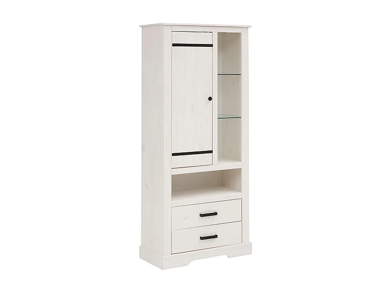 Loki | Vitrine met 1 deur en 2 laden in White Pine