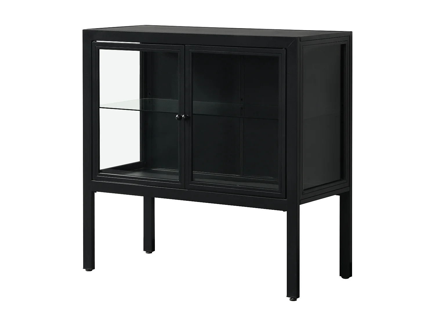 Adrianni | Armoire avec 2 portes vitrées en métal noir