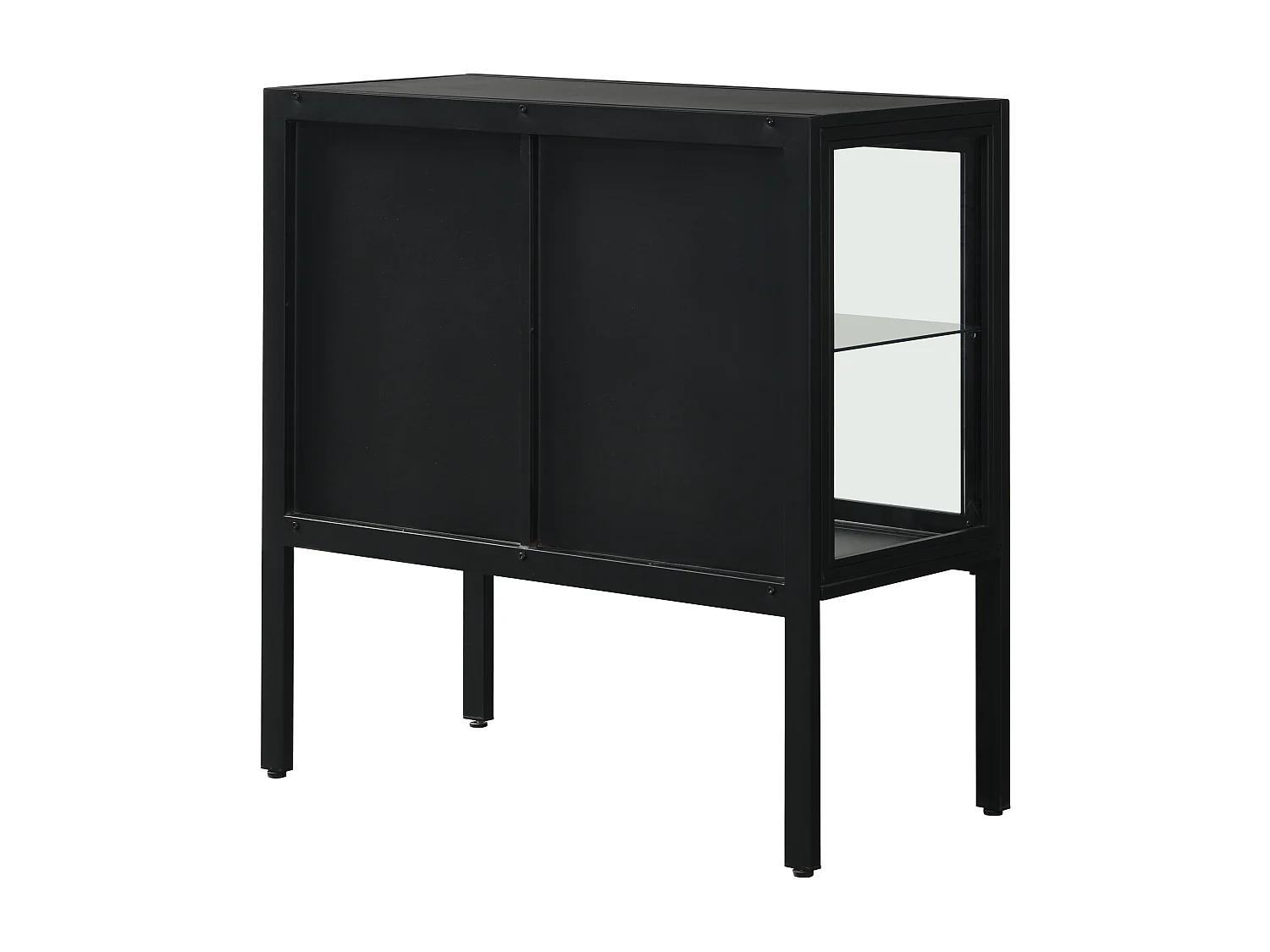 Adrianni | Armoire avec 2 portes vitrées en métal noir