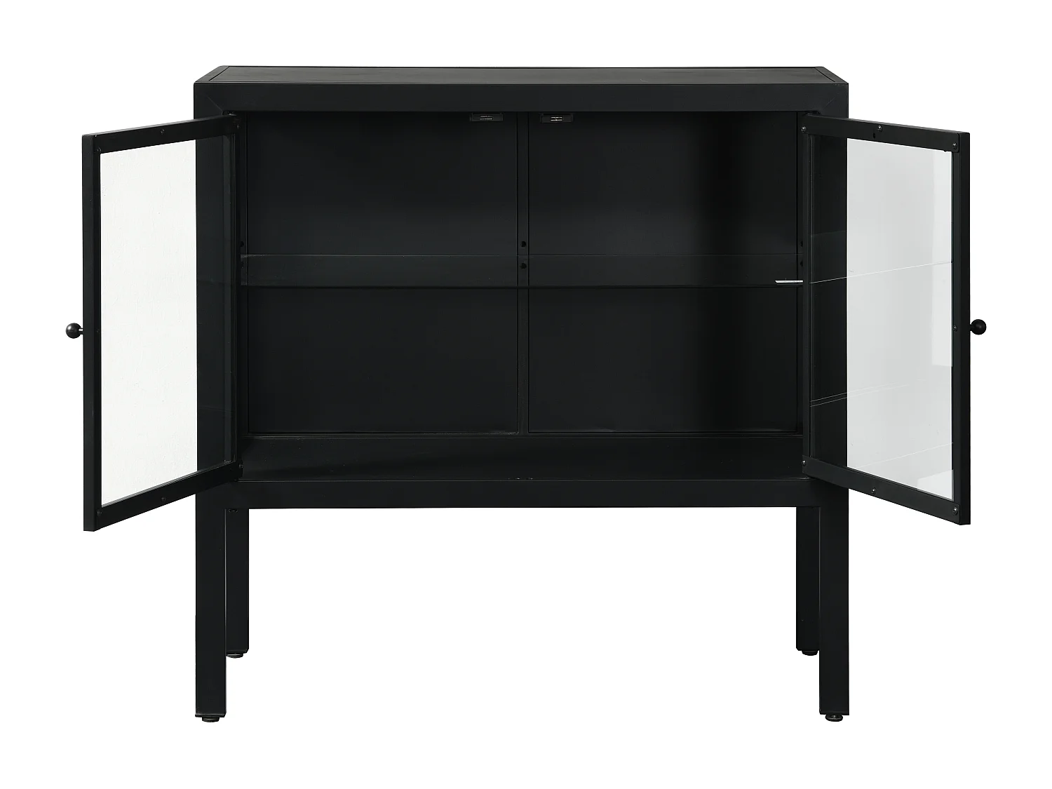 Adrianni | Armoire avec 2 portes vitrées en métal noir