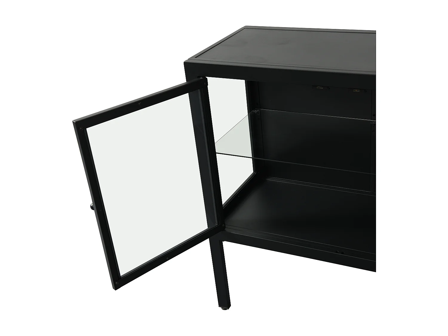 Adrianni | Armoire avec 2 portes vitrées en métal noir