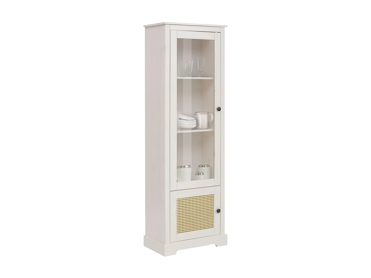 Linda | Vitrine avec 1 Porte de verre et 1 Porte à White Pine