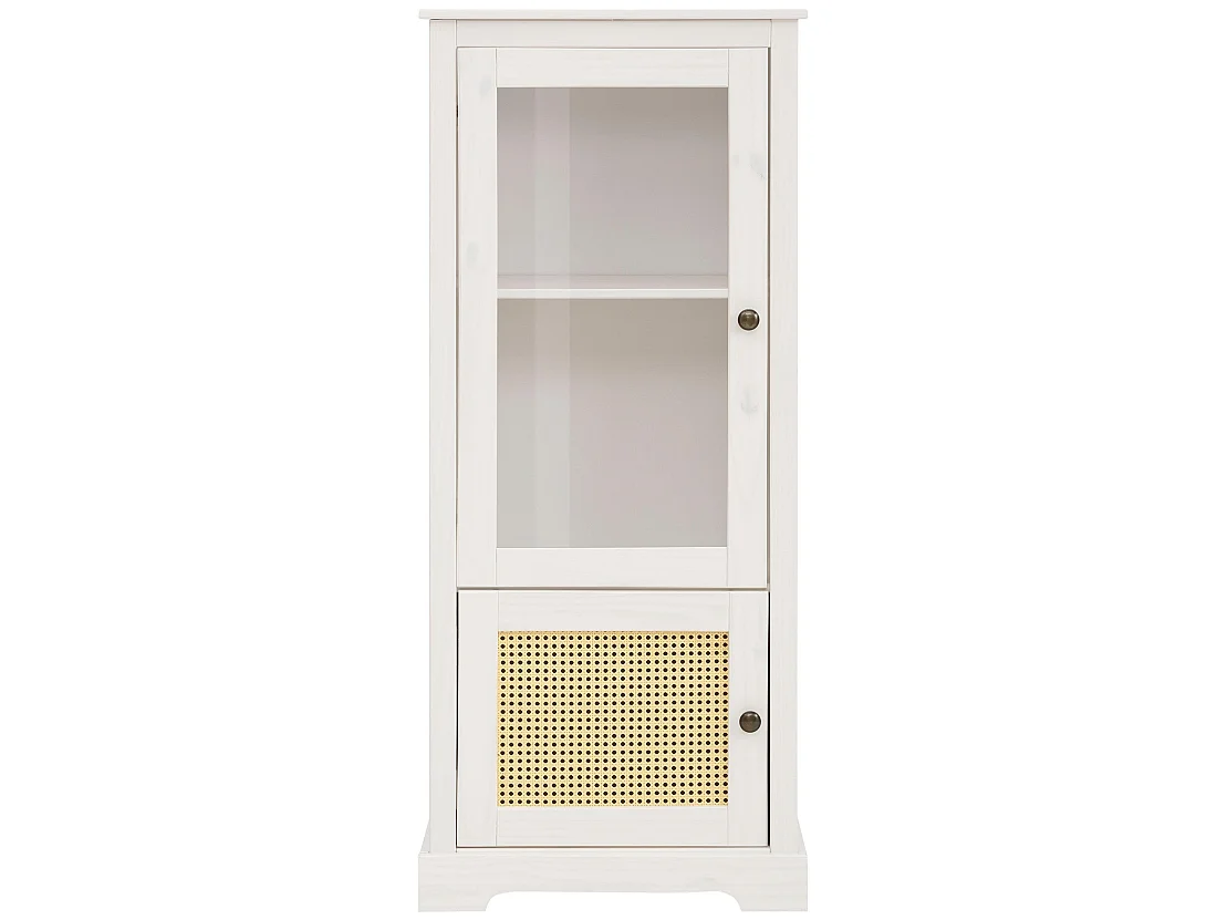 Linda | Showcase met 1 Glasdeur en 1 Deur in White Pine