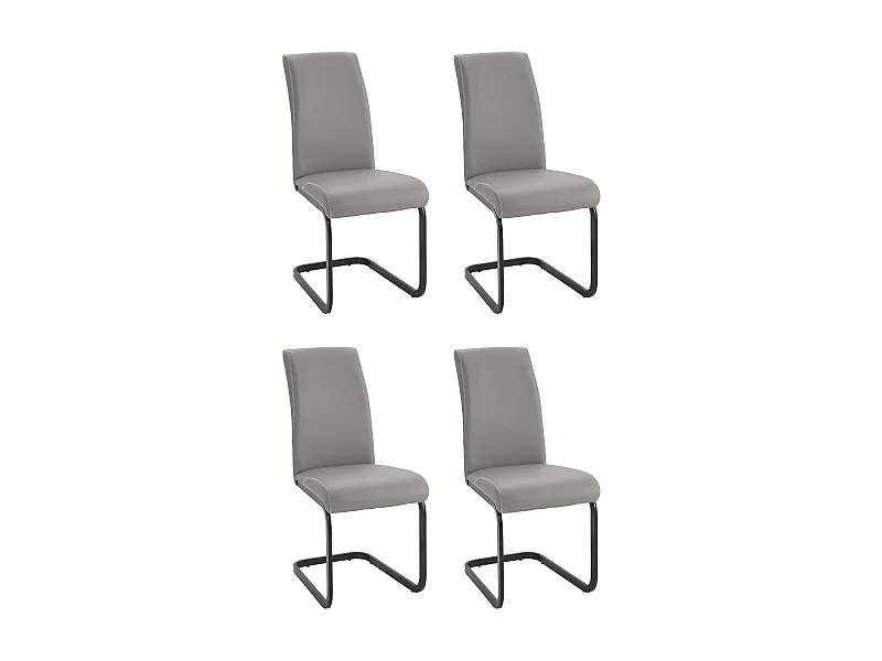 Hermine | Fauteuil de salle à manger en PU gris, 4 pièces