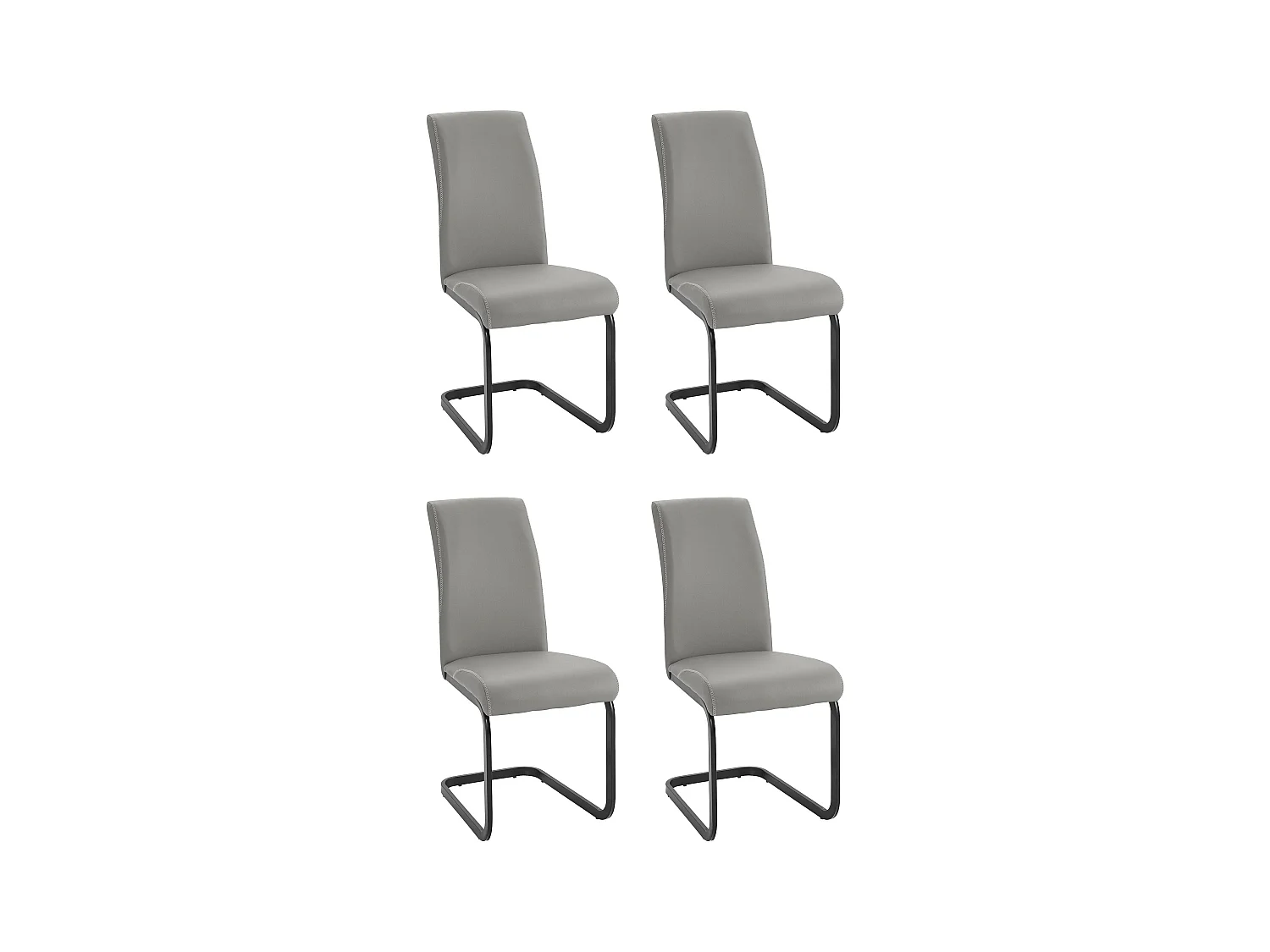 Hermine | Fauteuil de salle à manger en PU gris, 4 pièces