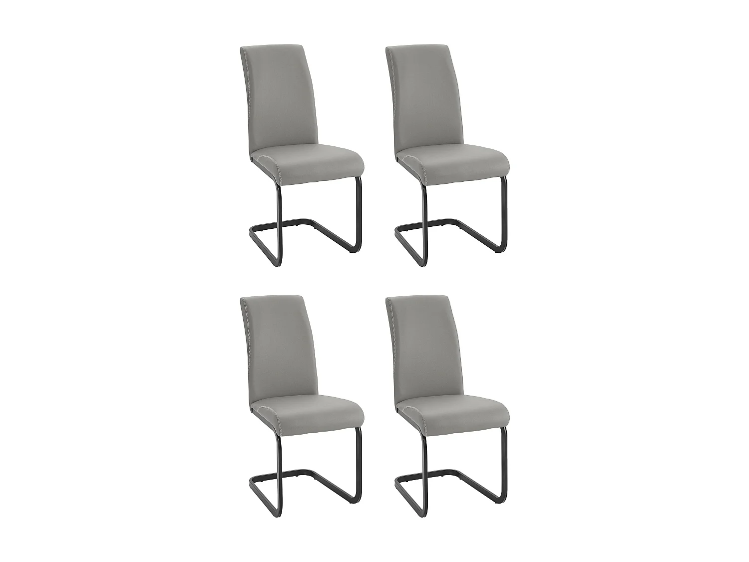 Hermine | Fauteuil de salle à manger en PU gris, 4 pièces