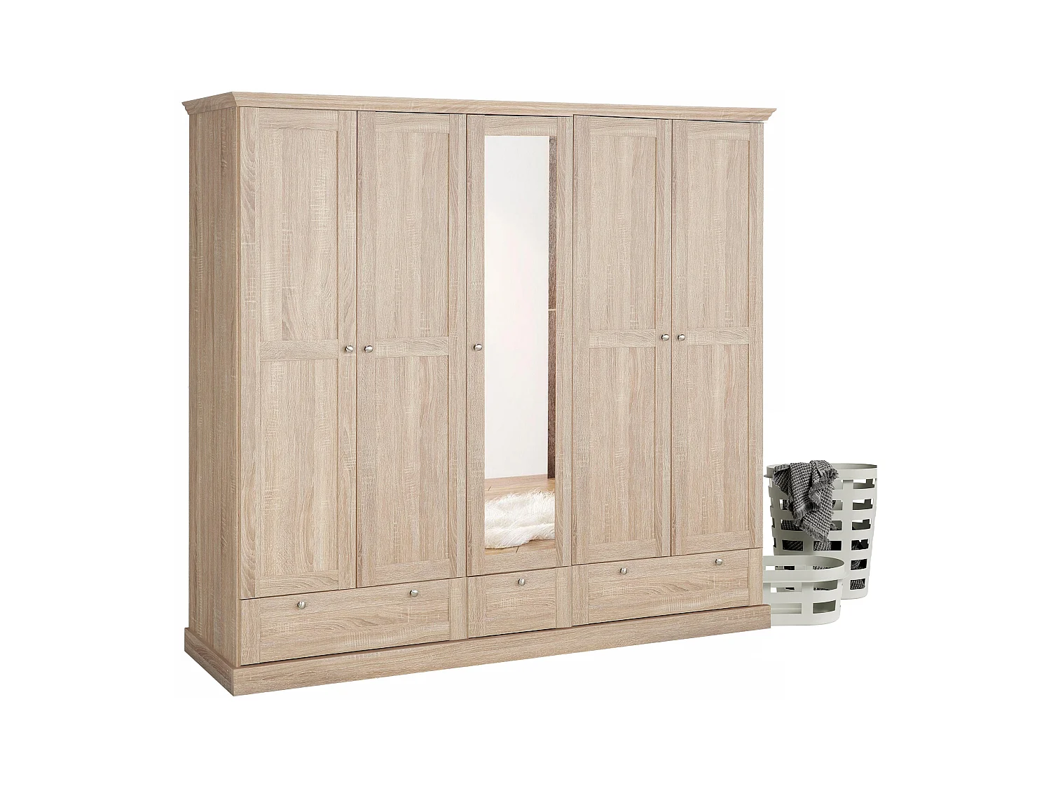 Binz | Armoire à 5 portes et 3 tiroirs en chêne
