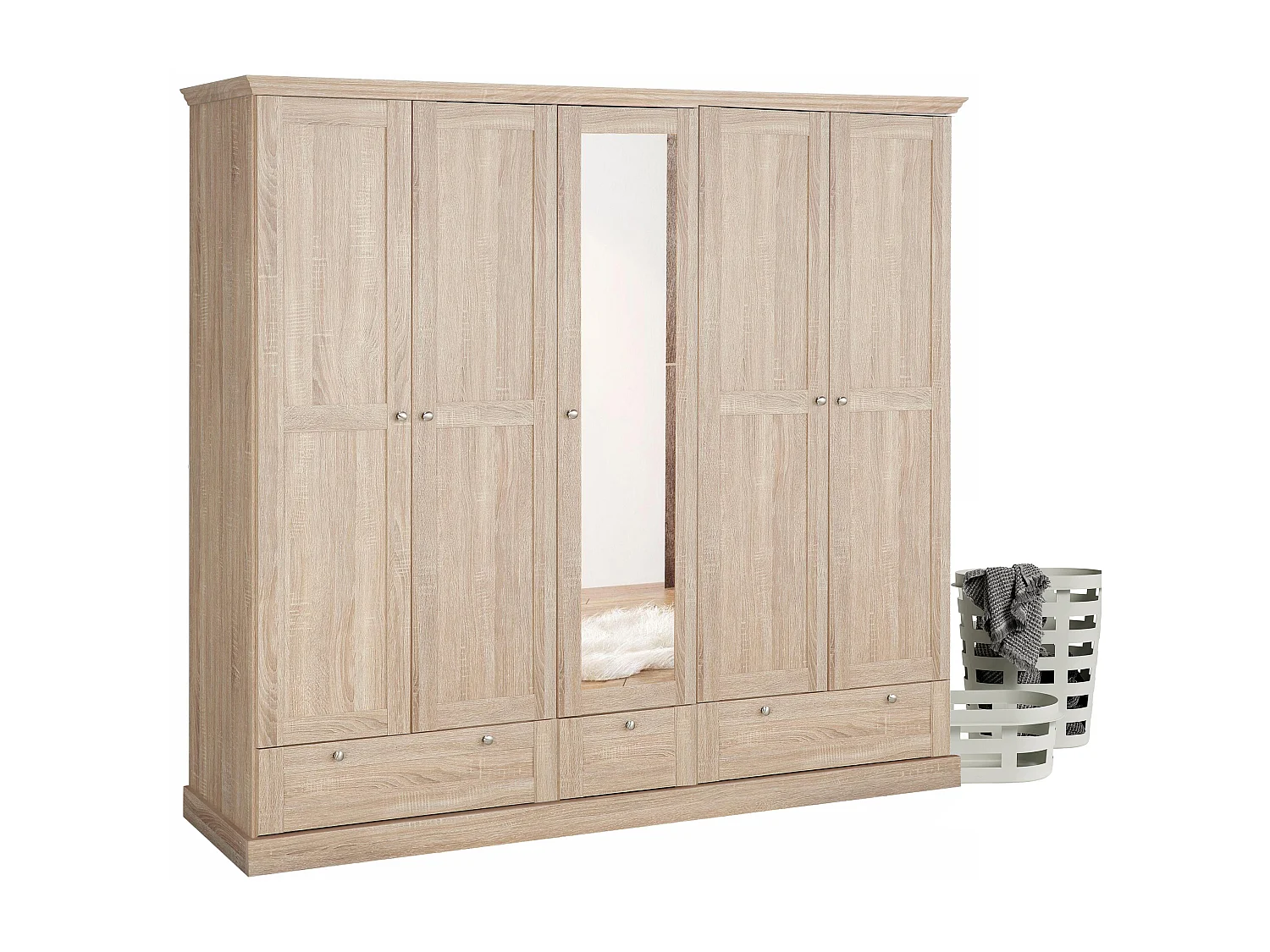 Binz | Garderobekast met 5 deuren en 3 laden in Eik