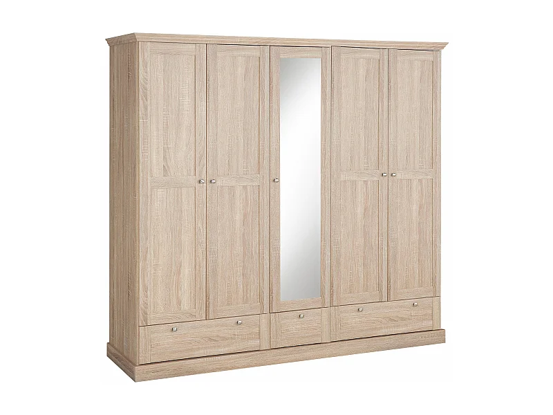 Binz | Armoire à 5 portes et 3 tiroirs en chêne