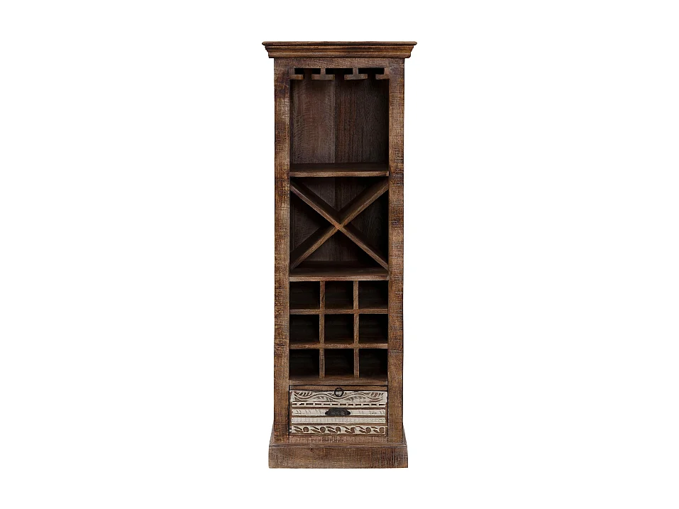 Maneesh | Weinschrank mit Regalen in Braun / Creme