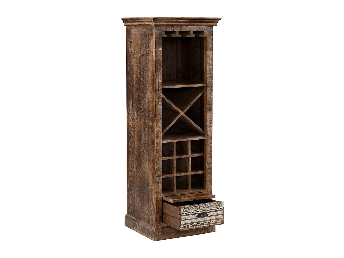 Maneesh | Weinschrank mit Regalen in Braun / Creme