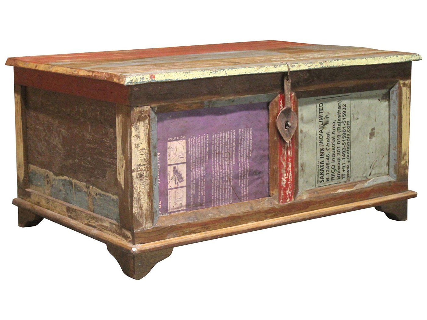 BAULE TAVOLINO DA Salotto IN Legno Massello Tavolo Truhentisch - Foto 3