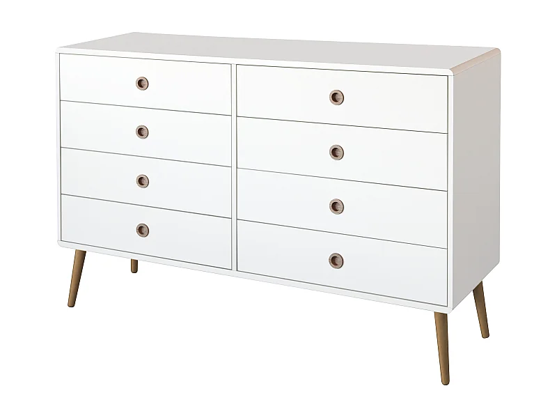 Softline | Commode met 8 laden in wit/eiken MDF