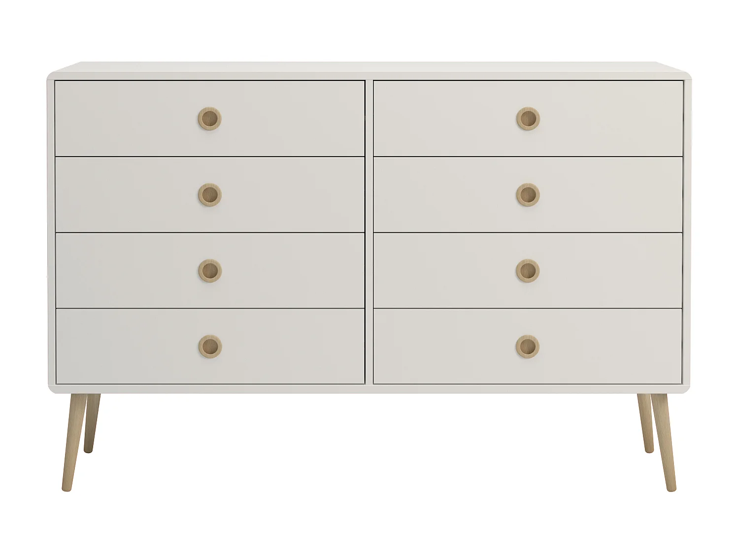 Softline | Commode avec 8 tiroirs en MDF blanc / chêne