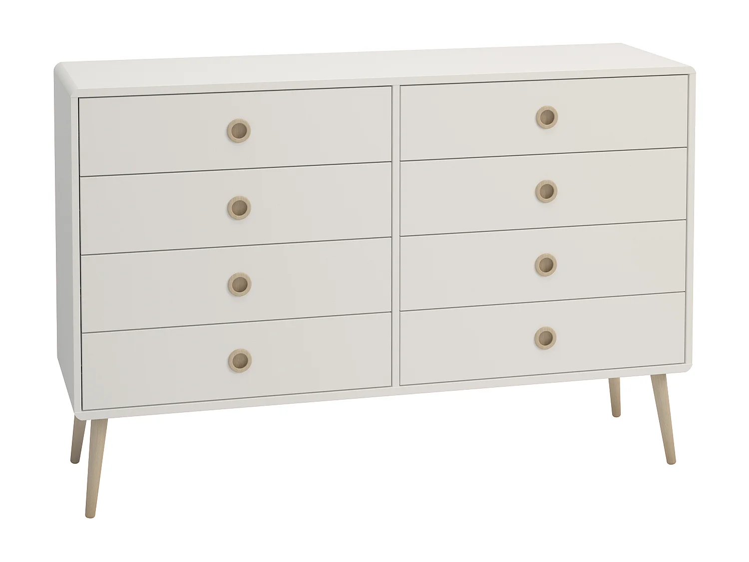 Softline | Commode avec 8 tiroirs en MDF blanc / chêne