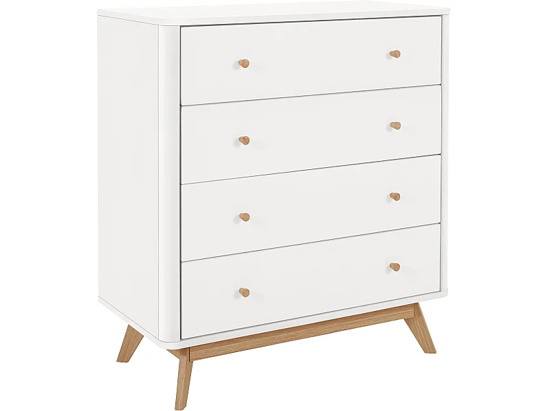 Avery | Commode avec 4 tiroirs en MDF blanc