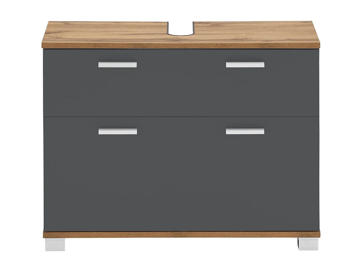 Badus | Spoelkast met 1 lade en 1 klep in Grijs / Eik