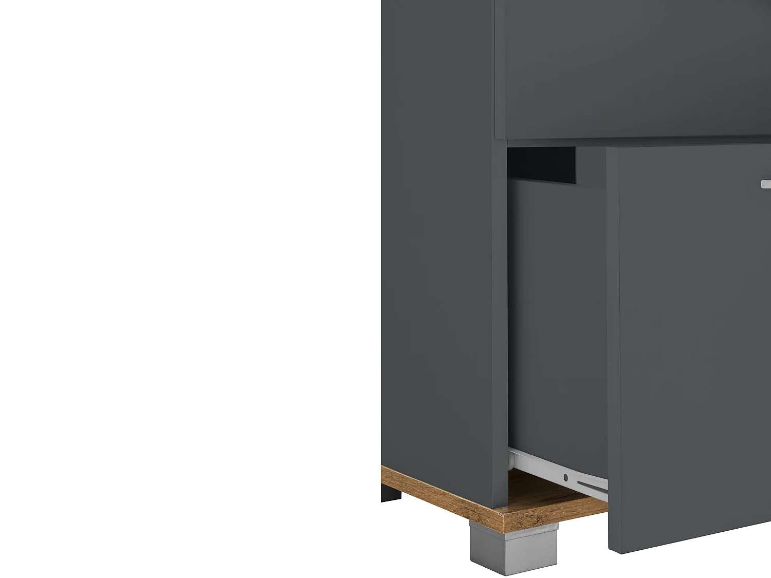 Badus | Spoelkast met 1 lade en 1 klep in Grijs / Eik