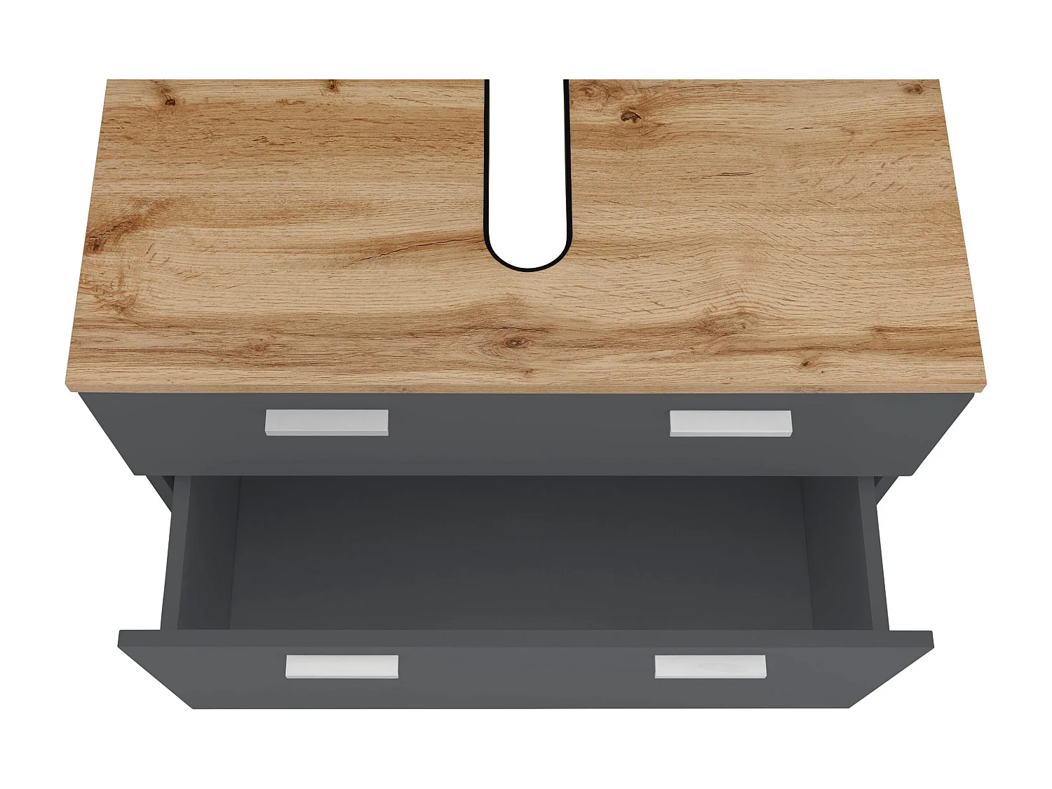 Badus | Spoelkast met 1 lade en 1 klep in Grijs / Eik