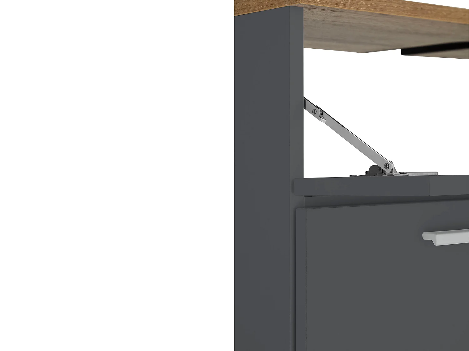 Badus | Spoelkast met 1 lade en 1 klep in Grijs / Eik