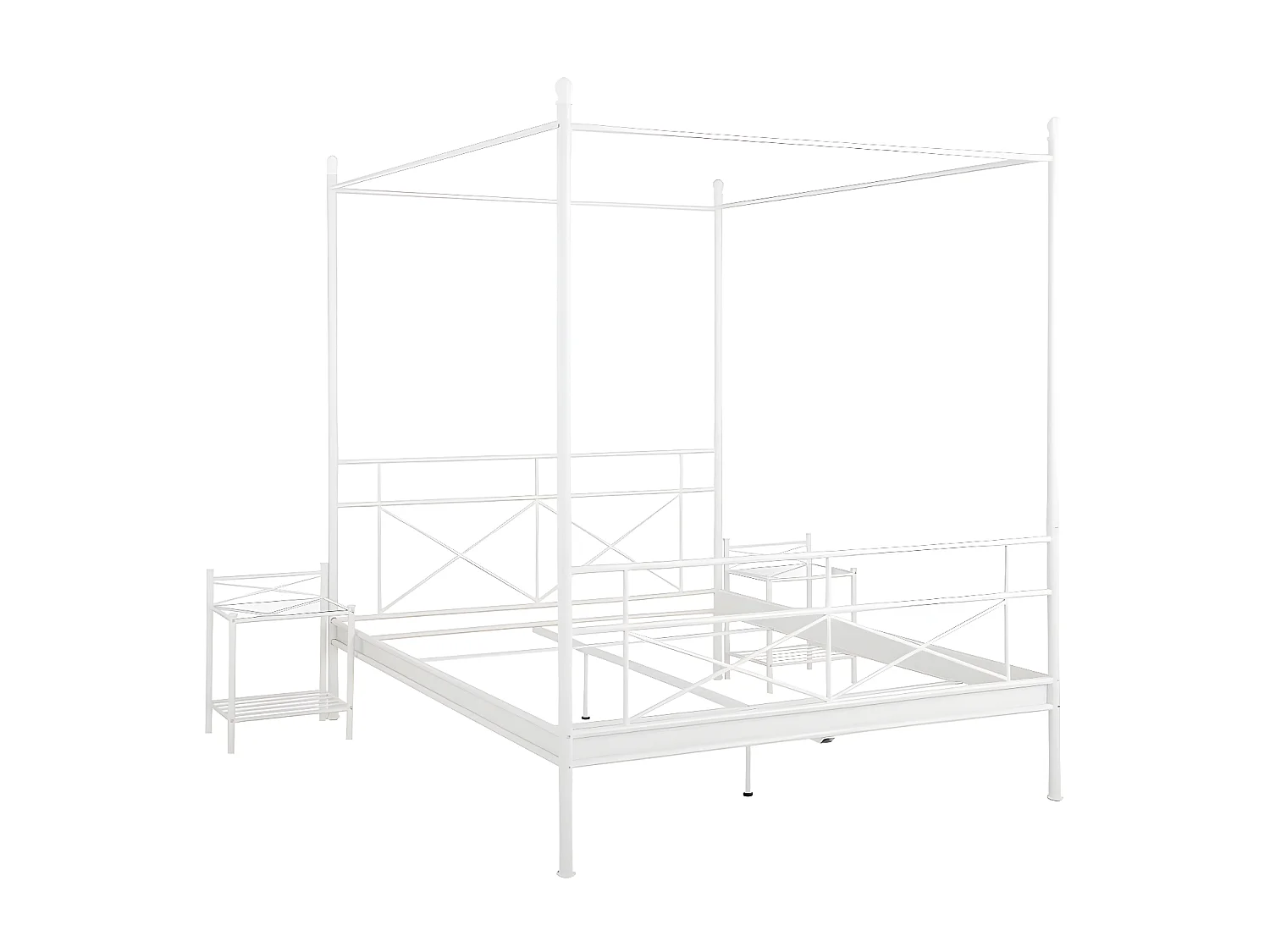 Thora | Letto a baldacchino 180 cm in metallo bianco