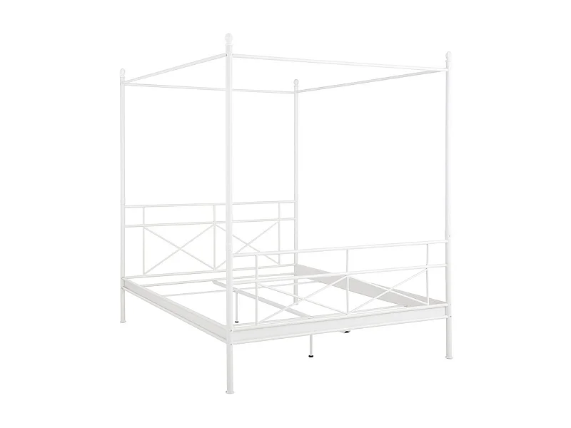 Thora | Lit à baldaquin 180 cm en métal blanc