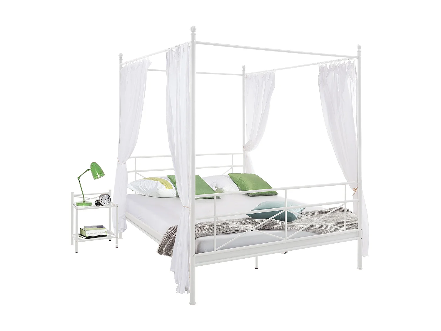 Thora | Hemelbed 140 cm in Wit Metaal