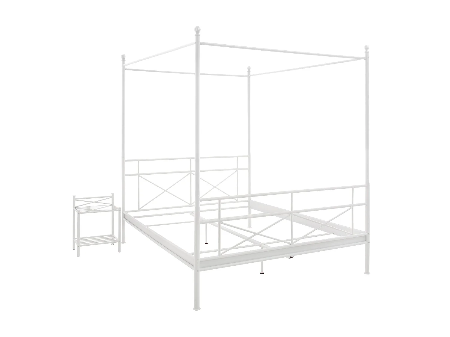 Thora | Hemelbed 140 cm in Wit Metaal