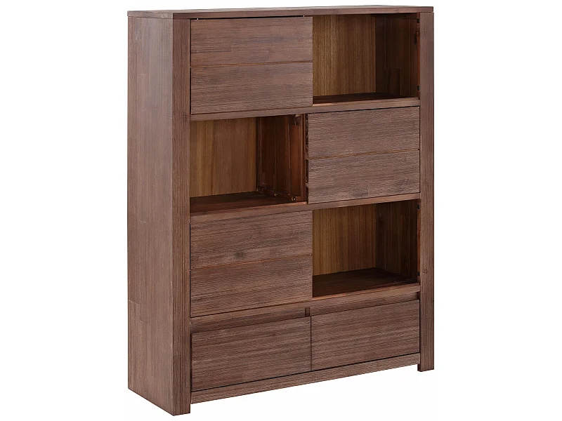 Wally | Bibliothèque avec 3 portes coulissantes et 2 tiroirs