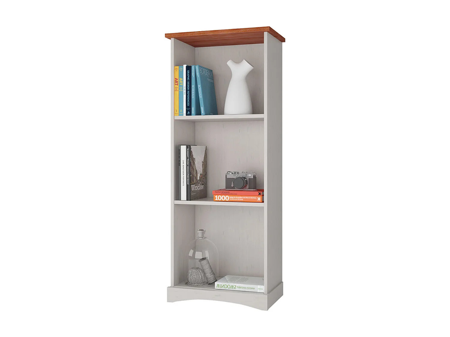 YORK | Bibliothèque 140 cm en blanc / pin miel