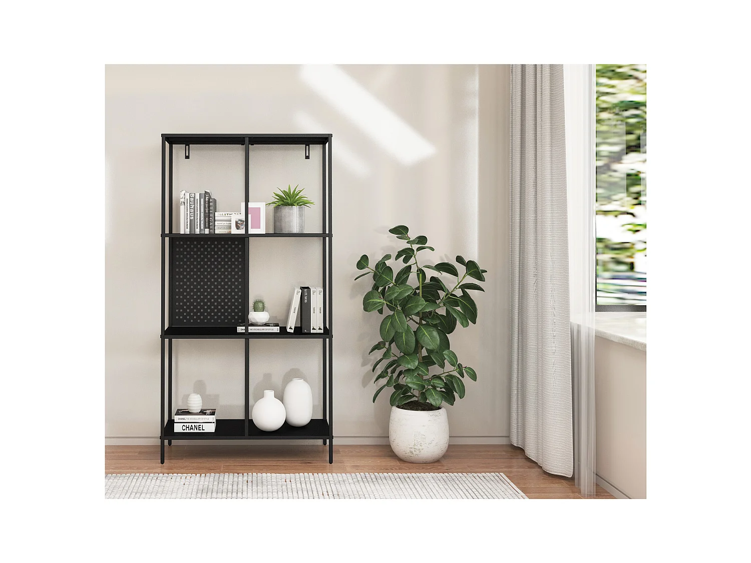 Charleston | Bibliothèque en métal noir