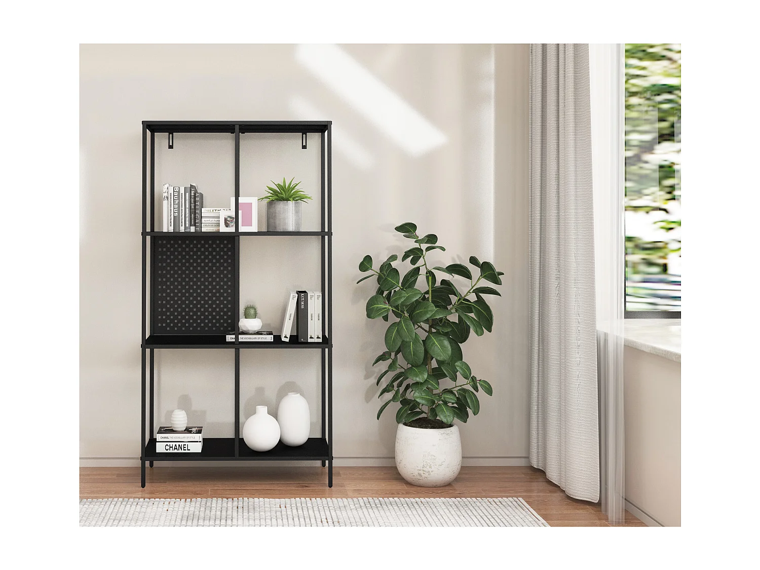 Charleston | Bücherregal aus schwarzem Metall