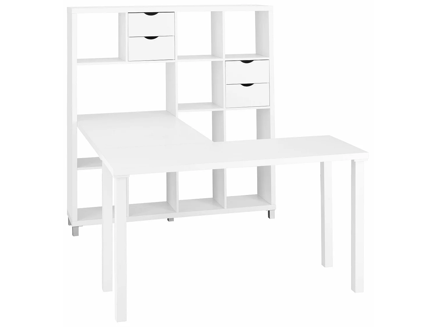 Kiwi | Bücherregal kombiniert mit Schreibtisch in Weiß