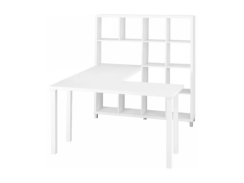 Kiwi | Bücherregal kombiniert mit Schreibtisch in Weiß