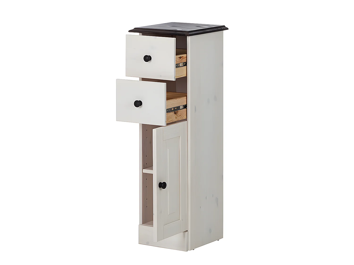 Cornelia | Badkamerkast met 2 laden, 1 deur, wit gelakt grenen