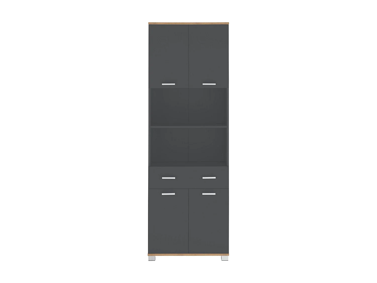 Badus | Meuble haut avec 2+2 portes et 1 tiroir en Gris / Chêne