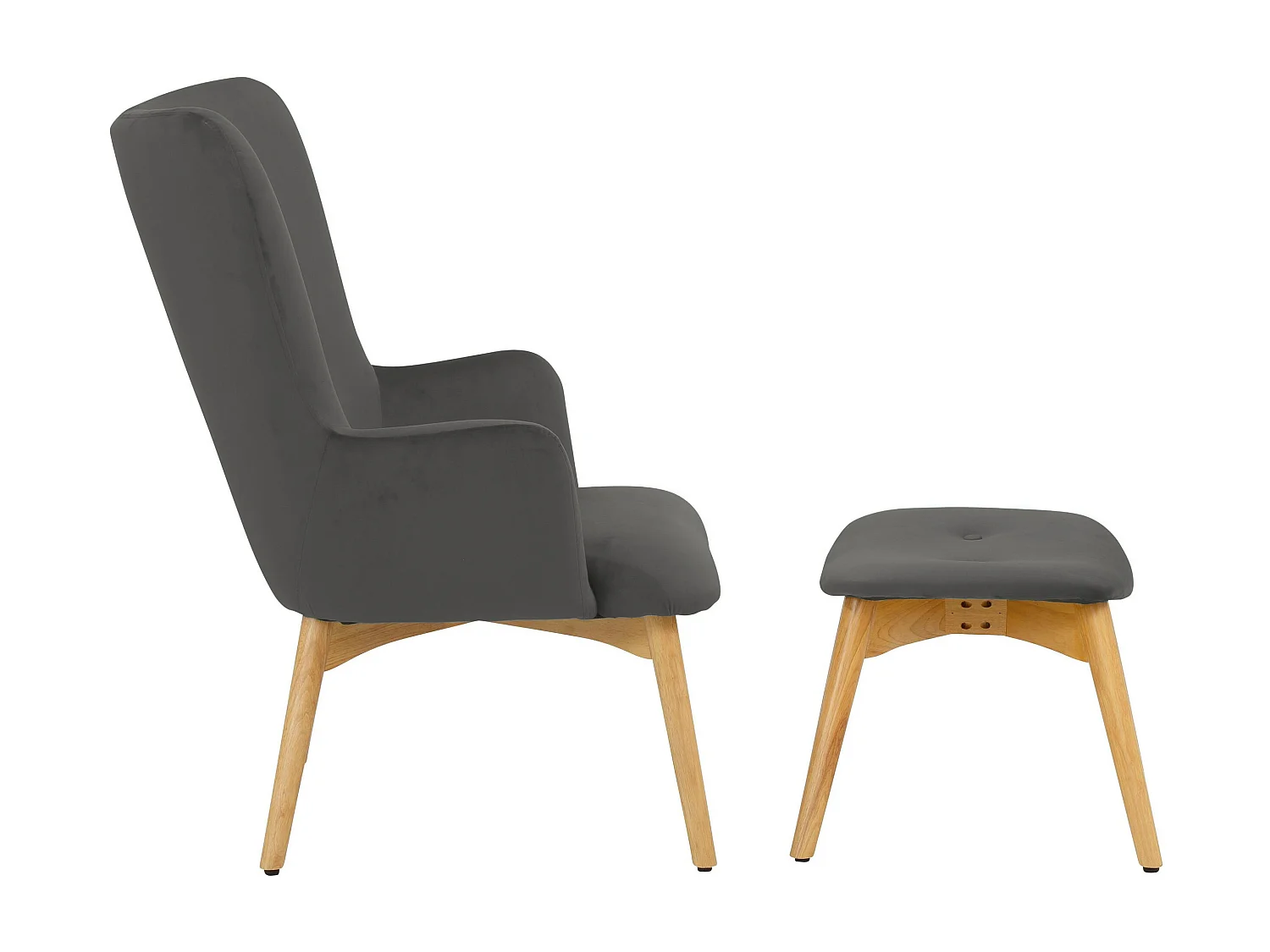 New York | Fauteuil met kruk in grijs fluweel