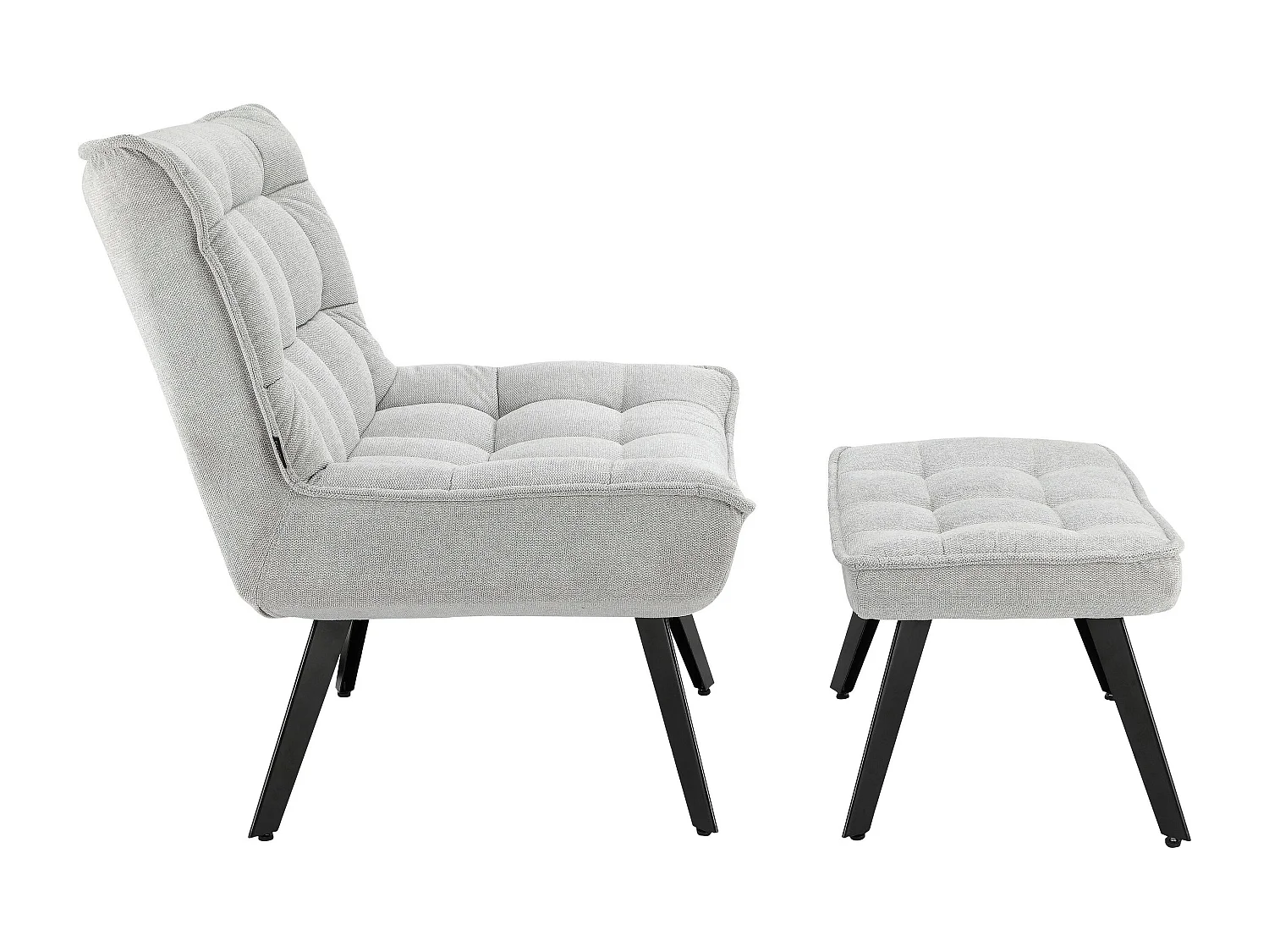 Evan | Loungestoel in lichtgrijze stof